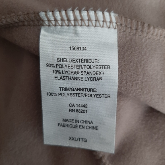 ๐ MONDETTA Light Fleece Jacket Full-zip Taupe PLUS Sz XXL - Picture 10 of 10